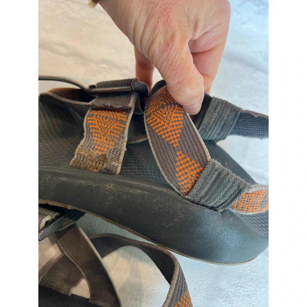 Chaco Z1 Classic Mens Sandals Grey Orange Straps Outdoor Hiking 13 gorpcore